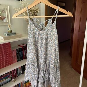 Mossimo | Floral Blue and White Ruffle Tank Top